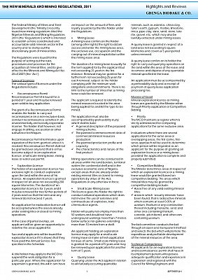 The New Minerals and Mining Regulations 2011